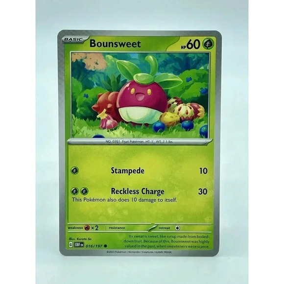 Bounsweet 016/197 S&V: Obsidian Flames Non-Holo Pokémon‎ TCG Mint Unplayed - Picture 1 of 6